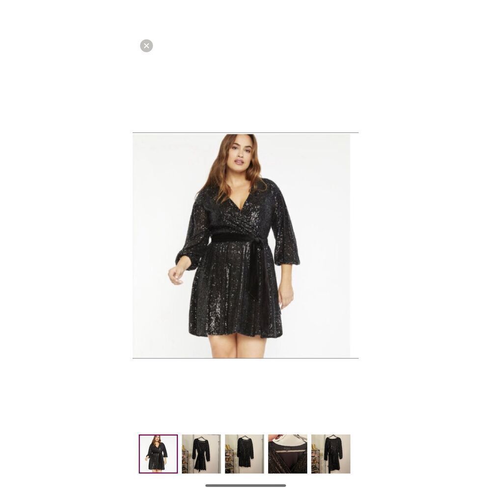 Eloquii Sequin‎ Black Mini Dress Size 24
